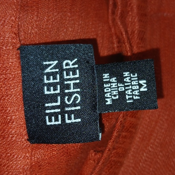 EILEEN FISHER Rust Orange Linen Blend Cropped Wide Leg Pants - Picture 4 of 9
